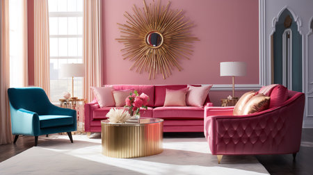 Decadent Glamour: Art Deco Inspired Living Room with Luxurious Touchesの素材