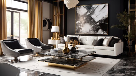 Decadent Glamour: Art Deco Inspired Living Room with Luxurious Touchesの素材