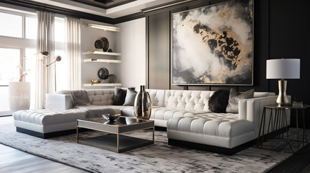 Decadent Glamour: Art Deco Inspired Living Room with Luxurious Touchesの素材