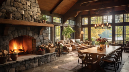 Enchanted Cottagecore: Cozy Living Room with Whimsical Rustic Charmの素材