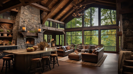 Enchanted Cottagecore: Cozy Living Room with Whimsical Rustic Charmの素材