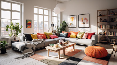 Hybrid Haven: Fusion of Industrial and Scandinavian Living Room Aestheticsの素材