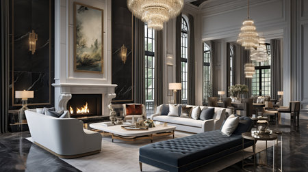 Decadent Glamour: Art Deco Inspired Living Room with Luxurious Touchesの素材