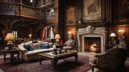 Exquisite Escape: Exotic Luxury Living Room with Worldly Eleganceの素材
