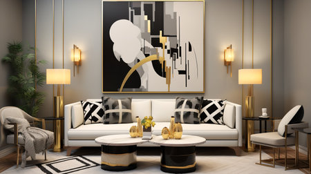 Decadent Glamour: Art Deco Inspired Living Room with Luxurious Touchesの素材