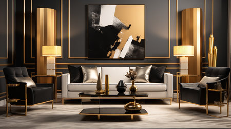 Decadent Glamour: Art Deco Inspired Living Room with Luxurious Touchesの素材