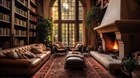 Worldly Charm: Global Nomad Living Room with Cultured Decor and Artifactsの素材