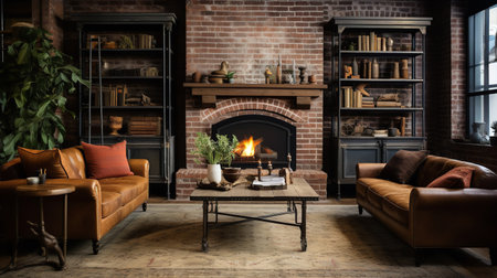 Urban Rusticity: Industrial Rustic Living Room with Raw Edges and Warmthの素材