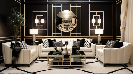 Decadent Glamour: Art Deco Inspired Living Room with Luxurious Touchesの素材