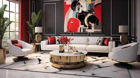 Decadent Glamour: Art Deco Inspired Living Room with Luxurious Touchesの素材