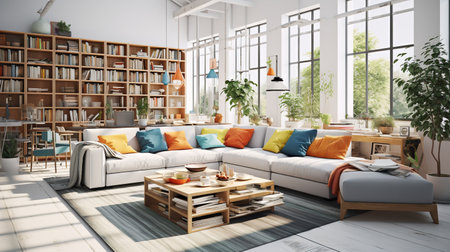 Hybrid Haven: Fusion of Industrial and Scandinavian Living Room Aestheticsの素材