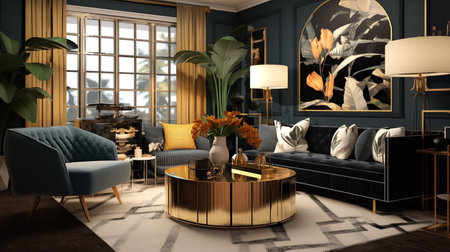 Decadent Glamour: Art Deco Inspired Living Room with Luxurious Touchesの素材