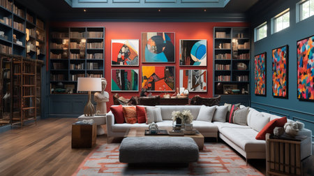 Bold and Beautiful: Maximalist Living Room with Vibrant Colors and Patternsの素材