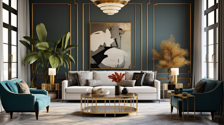 Decadent Glamour: Art Deco Inspired Living Room with Luxurious Touchesの素材