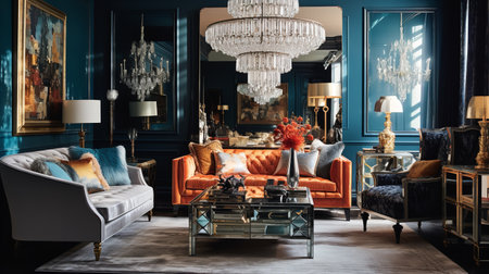 Worldly Charm: Global Nomad Living Room with Cultured Decor and Artifactsの素材