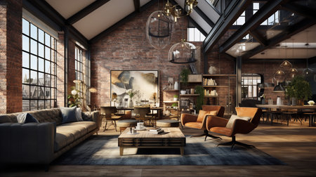 Urban Rusticity: Industrial Rustic Living Room with Raw Edges and Warmthの素材