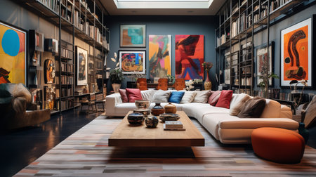 Bold and Beautiful: Maximalist Living Room with Vibrant Colors and Patternsの素材