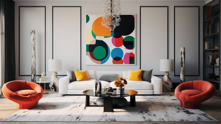Bold and Beautiful: Maximalist Living Room with Vibrant Colors and Patternsの素材