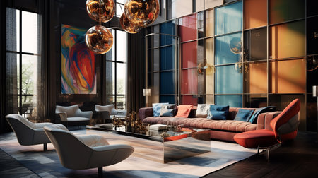 Bold and Beautiful: Maximalist Living Room with Vibrant Colors and Patternsの素材