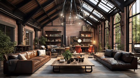 Urban Rusticity: Industrial Rustic Living Room with Raw Edges and Warmthの素材