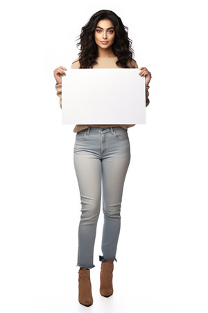 Female Caucasian Model, Blank Sign Display, AI Generatedの素材