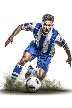 Athletic Male Footballer in Play, AI Generatedの素材