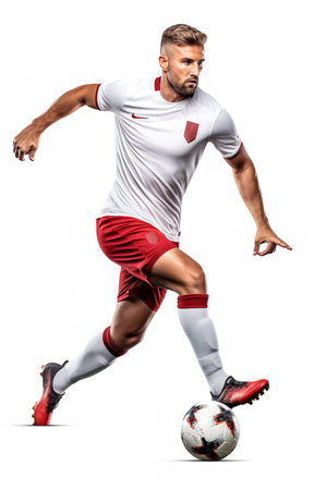 Athletic Male Footballer in Play, AI Generatedの素材