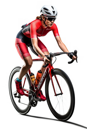 Female Cyclist Powering Through Race, AI Generatedの素材