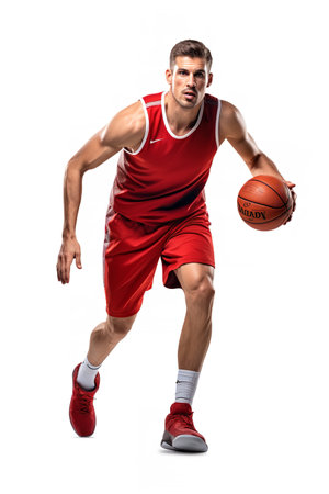 Dynamic Male Basketball Player in Action, AI Generatedの素材