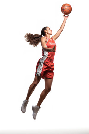 Female Basketball Pro on Court, AI Generatedの素材