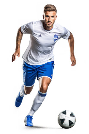 Athletic Male Footballer in Play, AI Generatedの素材