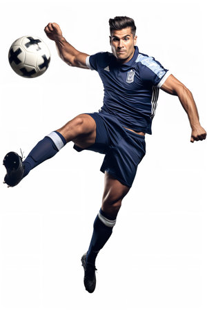 Athletic Male Footballer in Play, AI Generatedの素材
