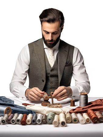 Artisan Male Tailor in Workshop, AI Generatedの素材