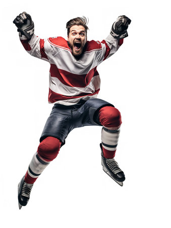 Agile Male Ice Hockey Player on Ice, AI Generatedの素材