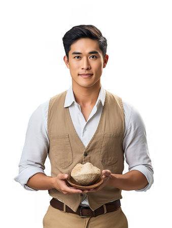 Expert Male Archaeologist Uncovering History, AI Generatedの素材