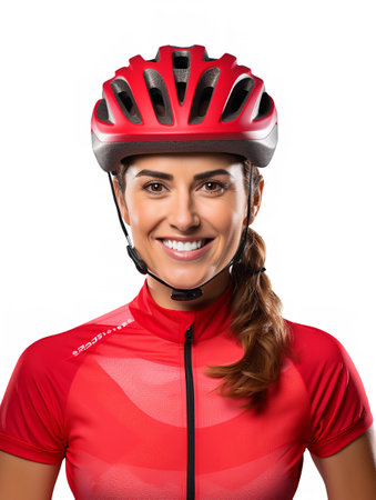 Competitive Female Cyclist in Race, AI Generatedの素材