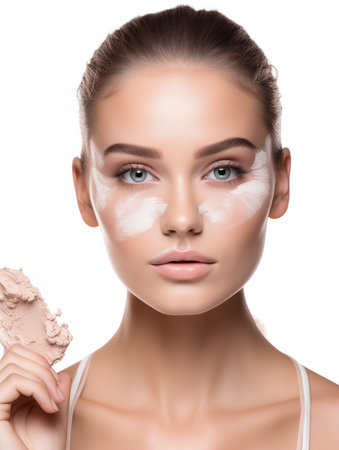 Creative Female Makeup Artist at Work, AI Generatedの素材