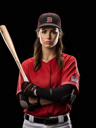 Skilled Female Baseball Player Pitching, AI Generatedの素材