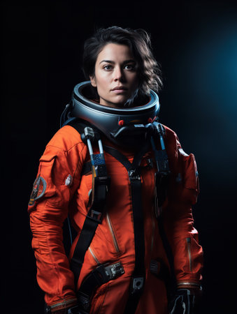 Pioneering Female Astronaut, AI Generatedの素材