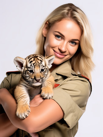 Caring Female Zookeeper, AI Generatedの素材