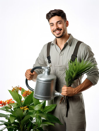 Experienced Male Zookeeper with Animals, AI Generatedの素材