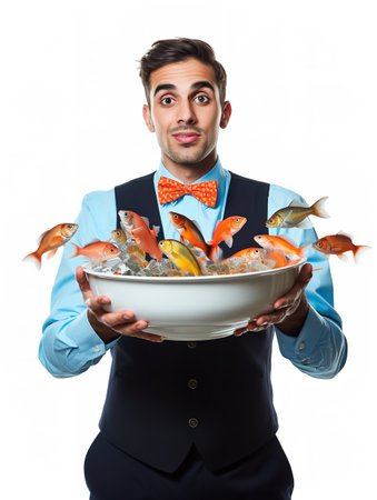 Experienced Male Zookeeper with Animals, AI Generatedの素材