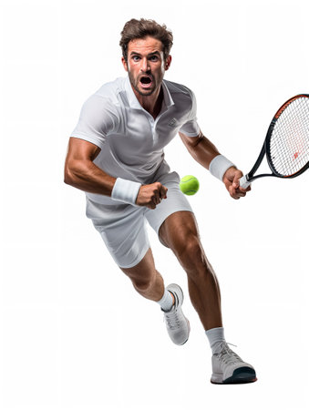 Ace Male Tennis Player on Court, AI Generatedの素材