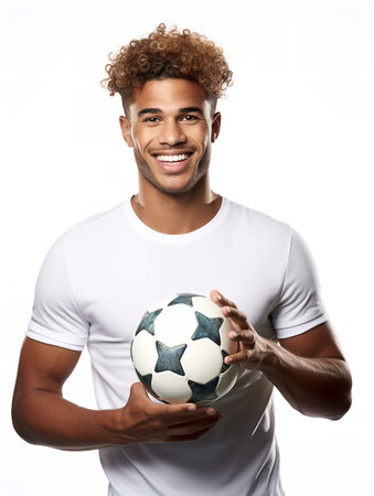 Dynamic Male Footballer in Action, AI Generatedの素材