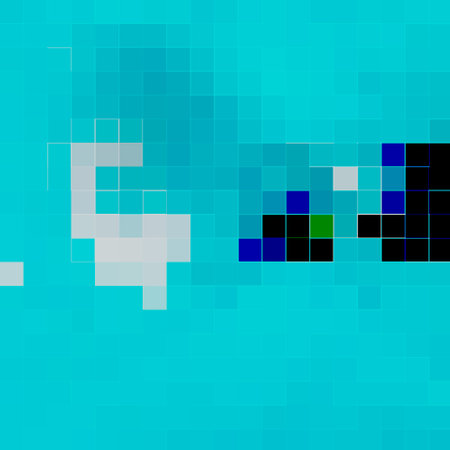 abstract vector mosaic background - blue and black squares on turquoiseのイラスト素材