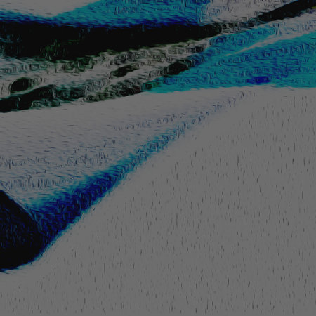 abstract background: blue and black stripes on a gray background.
