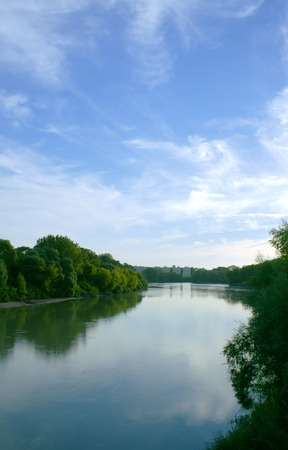 Morning on Kuban river. Northern Caucasia.