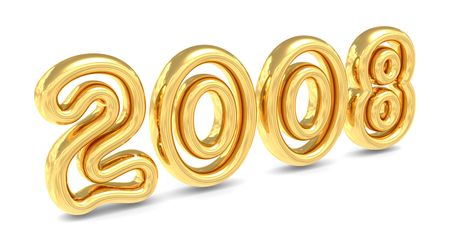 Gold Happy New Year 2008. 3D rendered image. Isolatedの写真素材