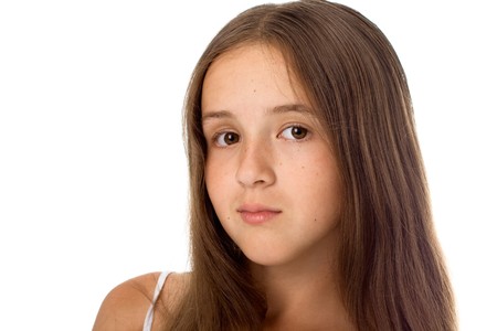 Portrait of beautiful girl. Isolated on white.の写真素材