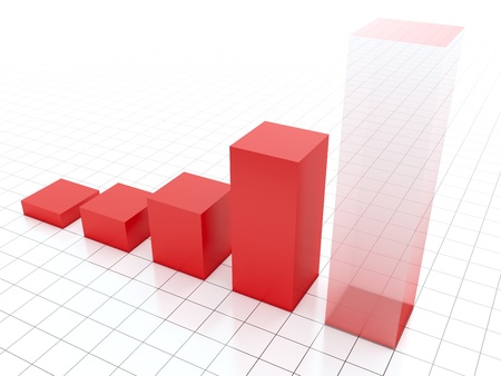 Growing red diagram with perspective of future progressの写真素材